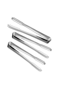 اشتري 3Pieces Silver 7Inch Stainless Steel Kitchen Tongs Utensils Food Tongs Heavy Duty Serving Appetizers Clipping Toast Bread Grilling Buffet Ice Pastry Sandwich Barbecue For Tea Party Coffee Bar Kitchen في الامارات