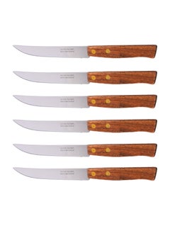 Buy 6-Piece Fruit Knife Set Silver Brown in Saudi Arabia