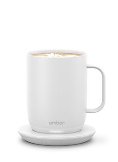 اشتري Mug 2 14OZ / 414ML | Temperature Control Mug, Vacuum Insulated Stainless Steel Smart Cup for Coffee, Tea, Water, 80Min Battery Life, iOS/Android - White في الامارات