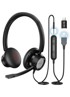 Buy H362 USB Headset 270° Rotatable Microphone Computer Headset in-line Controls Call Center Stereo Wired PC Headset Ultra Comfort for Skype, Zoom, Laptop, Phone, PC, Tablet in Egypt