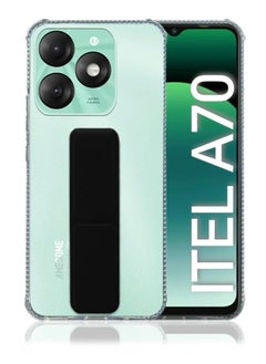 Buy Case Cover For Itel A70 With Magnetic Hand Grip 3 in 1 Clear / Black in Saudi Arabia