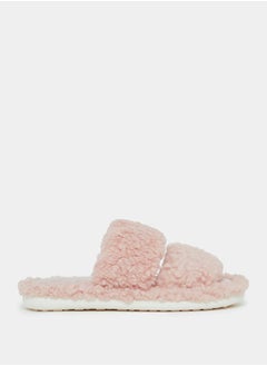 Buy Faux Fur Double Strap Bedroom Slippers in Saudi Arabia