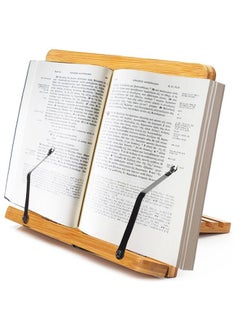 Buy Foldable Bamboo Book Stand with 5 Adjustable Height for Textbook Magazine Music Books Recipe and Ipad in UAE