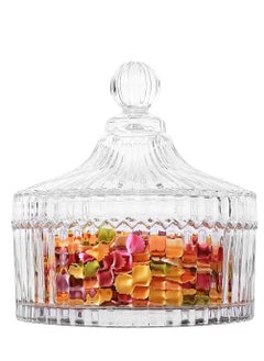 Buy 300 ml Tent Shaped Crystal Glass Sugar Bowl Jar/Candy Dish with Lid /Candy Jar in UAE