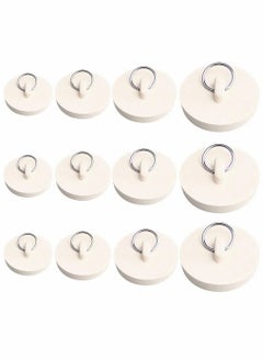 Buy 12-pcs Bath Plugs,Sink Plug Rubber Drain Stopper Kitchen Sink Plug with Hanging Ring for Bathtub,Bathroom (4 Sizes) in UAE