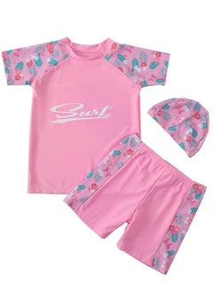 Buy 3-Piece Girls Swimsuit Swimsuit Set Pink in Saudi Arabia