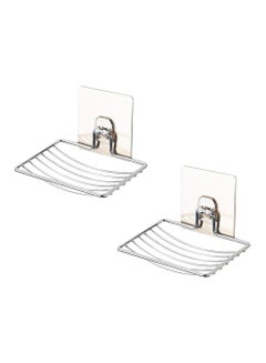 Buy 2 Pack Sturdy Soap Dish Holder Self Adhesive Wall Mounted Soap Sponge Holder Stainless Steel Storage Saver Rack for Home Kitchen Bathroom Shower in Saudi Arabia