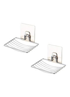 Buy 2 Pack Sturdy Soap Dish Holder Self Adhesive Wall Mounted Soap Sponge Holder Stainless Steel Storage Saver Rack for Home Kitchen Bathroom Shower in Saudi Arabia