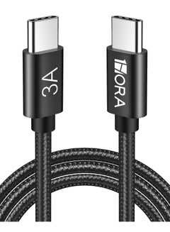 Buy 1 HORA USB C to USB C cable, 60W 3A Fast Quick Charger Cable, Nylon Braided, P.D, Compatible with MacBook, iPad, Samsung Galaxy S21/Z Fold/Z Flip, ONE+ - Black, Braided, 1M in UAE