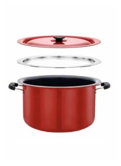 Buy Non-Stick Large Cooking Pot Casserole with 2 Lids, Cooks 4 to 8 Kg Rice, 14Liter Water Capacity in UAE