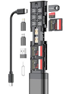 اشتري قارئ بطاقة SD متعدد الوظائف 9 في 1 صندوق USB 3.0 نقل البيانات 65 واط كابل شحن سريع SD TF صندوق تخزين بطاقة آيفون سامسونج في الامارات