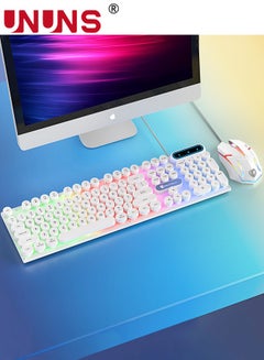اشتري Wired Keyboard, Retro Typewriter Keyboard With 104 Round Keys, Compact Keyboard Full Size,USB Wired Mechanical Gaming Keyboard For Mac PC Laptop Desktop Windows,White في الامارات