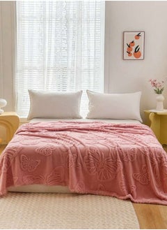 Buy 3D Imitation Butterfly Fleece Soft Blanket, Old Pink color. in UAE