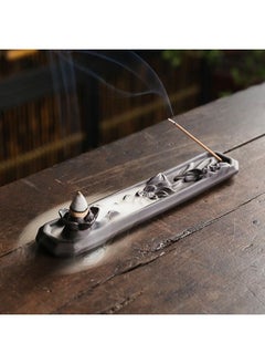 Buy Incense Stick Holder with 2 Holes, 25 cm Ceramic Incense Ash Cather for Counters, Meditation Room, Yoga, Home, Office, Brown in Saudi Arabia