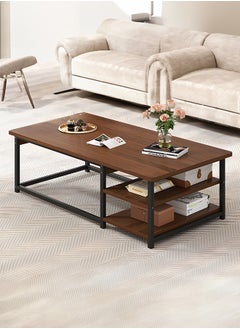 Buy Coffee Table Modern Style Industrial Table with Open Storage Metal Frame for Living Room Home Office in Saudi Arabia