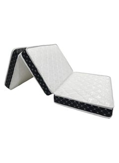 Buy Comfy Portable White Folding Medicated 180 X 90 X 7Cm Knitted Cotton Mattress With Black Border in UAE