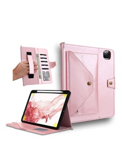 Buy Genuine Leather Case for iPad Pro 12.9", with Auto Sleep/Wake Function, Pencil Holder, & Shoulder Strap, Compatible with 3rd, 4th, 5th, and 6th Generation iPad Pro 12.9" (Pink) in Saudi Arabia