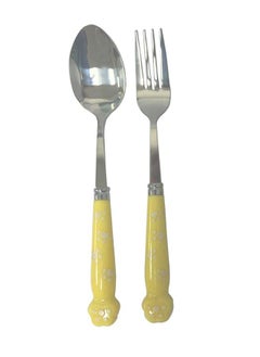 اشتري Brain Giggles Kids Cutlery Set Stainless Steel with Case Rounded Edges Cutlery Portable Travel Utensils Set for Kids - Yellow في الامارات