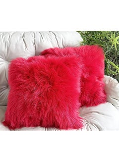 Buy case (Pack of 2, Red) faux fur pillow case 45 * 45cm Cushion Cover for Sofa Bedroom Car fuzzy pillow covers fluffy pillow case Livingroom Couch Sofa Bed Home Decor in UAE