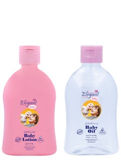 اشتري Elegant 500ml Baby Care twin Set Lotion + Oil في الامارات