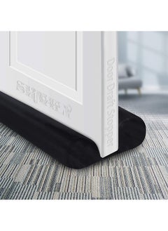 اشتري Door Draft Stopper, Adjustable Door Sweeps Sound Proof, Weather Stripping Noise Blocker Window Breeze Blocker, Interior Front Double-Sided Draft Stopper (Black) في السعودية