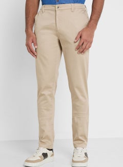 Buy Thomas Scott Men Mid-Rise Classic Slim Fit Chinos Trousers in UAE