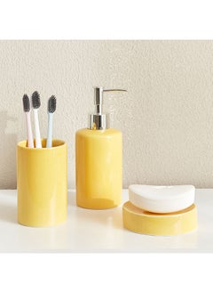 Buy Lenox 3-Piece Ceramic Bathroom Accessory Set 18 x 7 x 7 cm in UAE