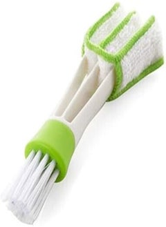 اشتري yueton Double Ended Mini Dust Blind Cleaner, Car Vent Brush, Window Blind Brush, Hand Held Magic Brush Blind Duster for House, Car, Office, White and Green في مصر