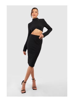 Buy Heavy weight Scuba Crepe Basic Midi Skirt in UAE