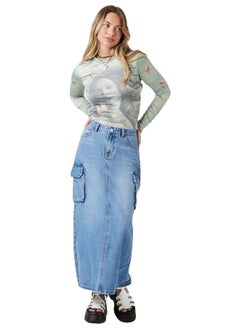 اشتري A-Line Cargo Denim Maxi Skirt في مصر