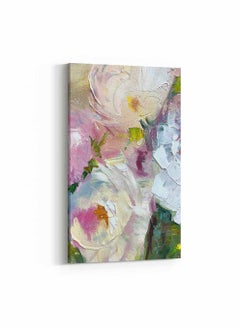 Buy Framed Canvas Wall Art Stretched Over Wooden Frame, Colourful Blooming Flowers Oil Painting Painting, For Home, Living Room, Office Decor in Saudi Arabia