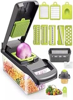 Buy Vegetable Chopper- 12 In 1 Fruit Vegetable Tools Manual Food Mandoline Slicer, Onion Dicer, Potato Veggie Slicer. Heavy Duty And Convenient Vegetable Slicer. in Egypt