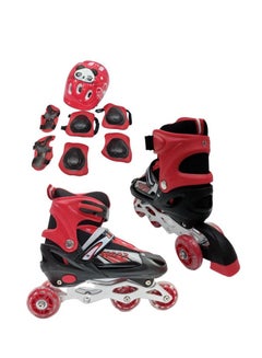 Buy Children's Skates Roller, Adjustable Inline Skates with Flashing Light Up Wheel for Boys Girls And Beginners Rollerblades (With Protective Gear) in Saudi Arabia