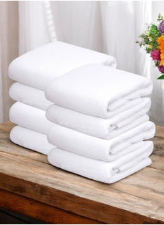 Buy 8 white cotton towels 50x100 cm in Saudi Arabia