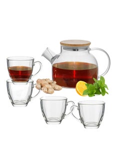 Buy Voidrop Glass Teapot set of 5 Stovetop Safe 35.4oz Clear Teapots with Removable Filter Spout,Teapot for Loose Leaf and Blooming Tea in UAE