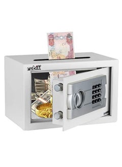 Buy Cash Drop-in Slot Safe Box Digital Locker with Key for Easy Cash Insert for Shop Business Office Home (20x31x20cm) White in UAE