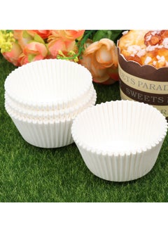 اشتري 100pcs Disposable Cupcake Wrappers Muffin Paper Cups Lightweight Cupcake Cups Baking Supplies for Cakes Desserts Candies White في الامارات