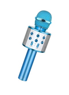 Buy Wireless Bluetooth Karaoke Microphone, 3-in-1 Portable Handheld Mic Speaker for All Smartphones Gifts For Girls Kids Wireless Speaker With Microphone WS-858 Blue in UAE