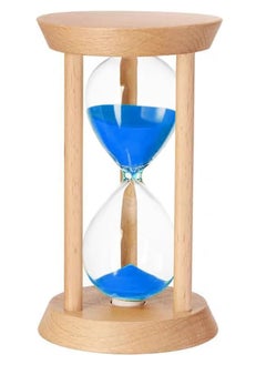 Buy Sand Timer, 15 minutes Wood Base Hourglass Sandglass Clock for Childrens Teeth Brushing Kitchen Cooking Game School Office Home Decoration (15 min, Wood/Blue) in UAE