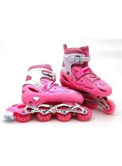 Buy Adjustable Roller Skate Shoe for children Outdoor Skating (Pink 35-38) in UAE