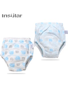 Buy 2 Pieces Size M Cotton Training Pants for Baby, 6 Layers, Breathable and Washable Underwear with Elephant Baby Pattern for Toddler Potty Training, Light Blue( M) in Saudi Arabia