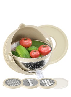 Buy 4-Piece Colander and Mixing Bowl Set - Essential Kitchen Strainer for Pasta, Rice, Fruits, and Vegetables. Perfect for Salad Spinning and Home Use - Beige Color. in Saudi Arabia