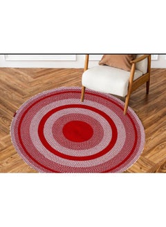 Buy HandMade Cotton rug soft and durable  BR-005 red and White round rug for bedroom,living room carpet. in UAE