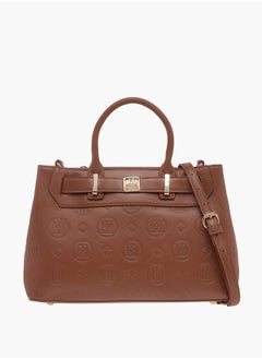 اشتري Monogram Textured Tote Bag with Detachable Strap and Handles في الامارات