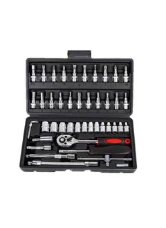 اشتري SYOSI 46 Pcs Socket Wrench Set, 1/4 inch Drive Socket Ratchet Wrench Set, Automotive & Household Repair Socket Kit, Metric Socket Wrench Repair Tools في الامارات