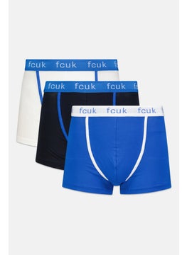 Buy Men 3 Pack Brand Logo Boxer Brief, Black/White/Blue in Saudi Arabia