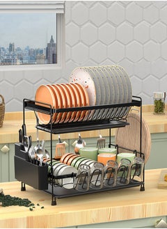 Buy Dish Drying Rack 2 Tier Dish Rack Dish Drying Stand With Utensil Holder Drainboard Tray Cutting Board Holder Large Capacity Dish Drainer Collapsible Rust Resistant Dish Rack for Kitchen in UAE