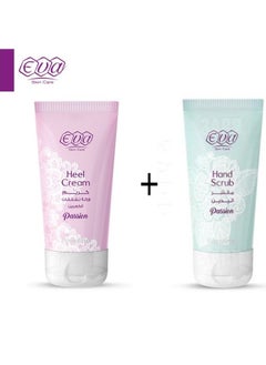 Buy Passion cream to remove cracked heels, pink + Eva Skin Care Passion hand scrub 60+50 in Egypt