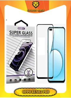 Buy For Oppo Reno3 Pro Super Glass Tempered Glass 9H Screen Protector-Black in Egypt