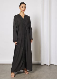 Buy Abaya With Contrasting Lace Embellished in UAE